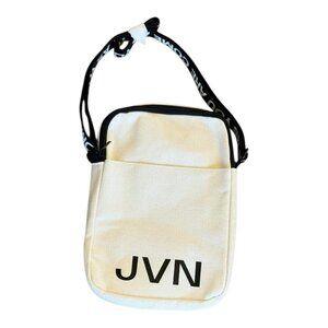 JVN Crossbody Bag Size Small Canvas Ivory Black “come as you are” on strap!